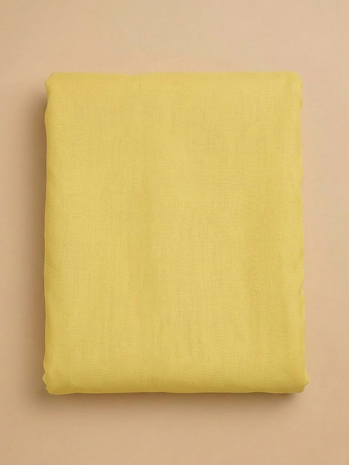 Yellow Cotton Blend Printed Unstitched Dress Material