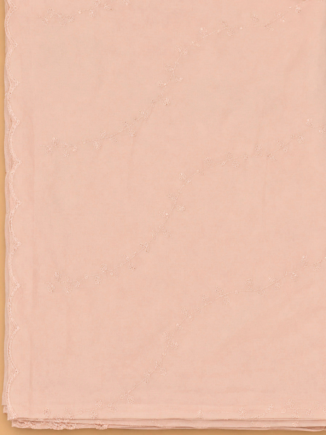 Peach Cotton Blend Embroidered Unstitched Dress Material