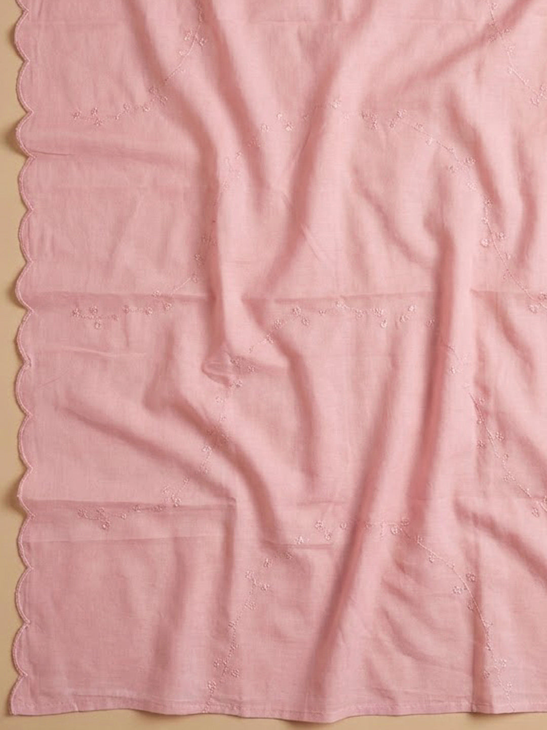 Pink Cotton Blend Embroidered Unstitched Dress Material