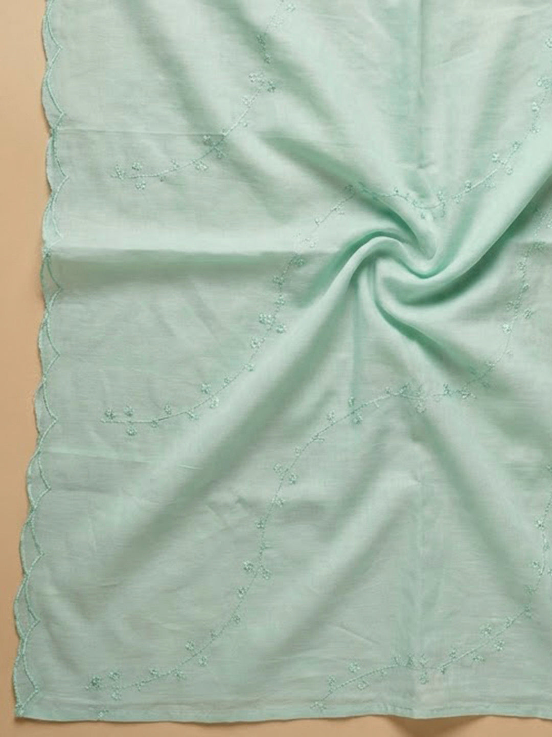 Sea Green Cotton Blend Embroidered Unstitched Dress Material