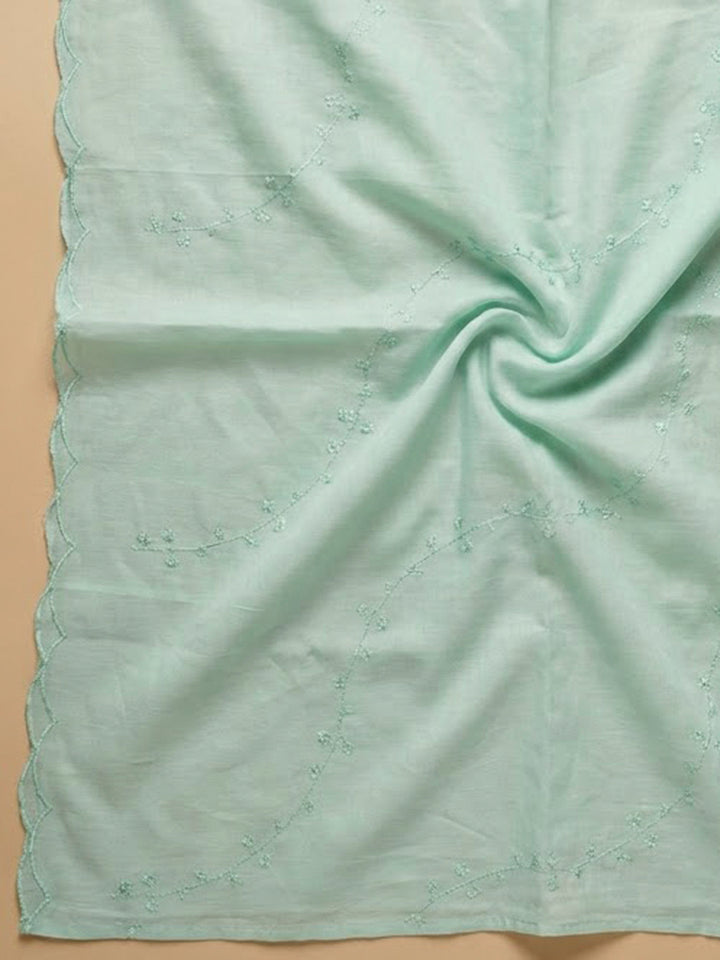 Sea Green Cotton Blend Embroidered Unstitched Dress Material