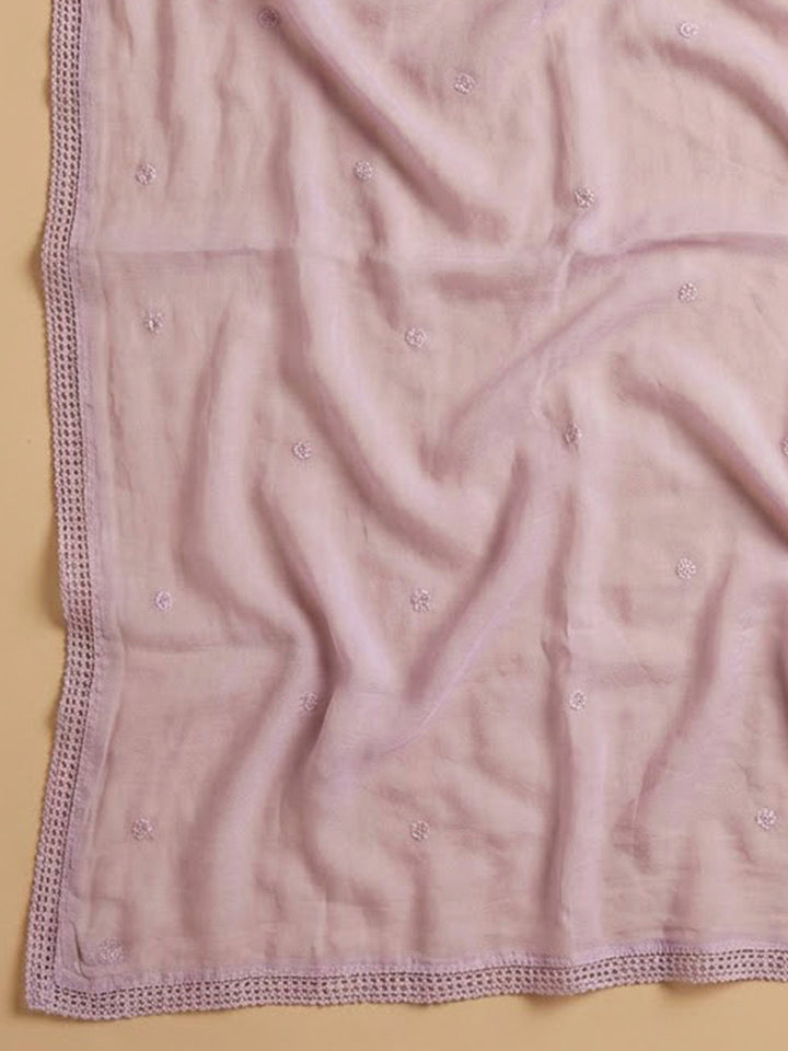 Onion Pink Cotton Blend Embroidered Unstitched Dress Material