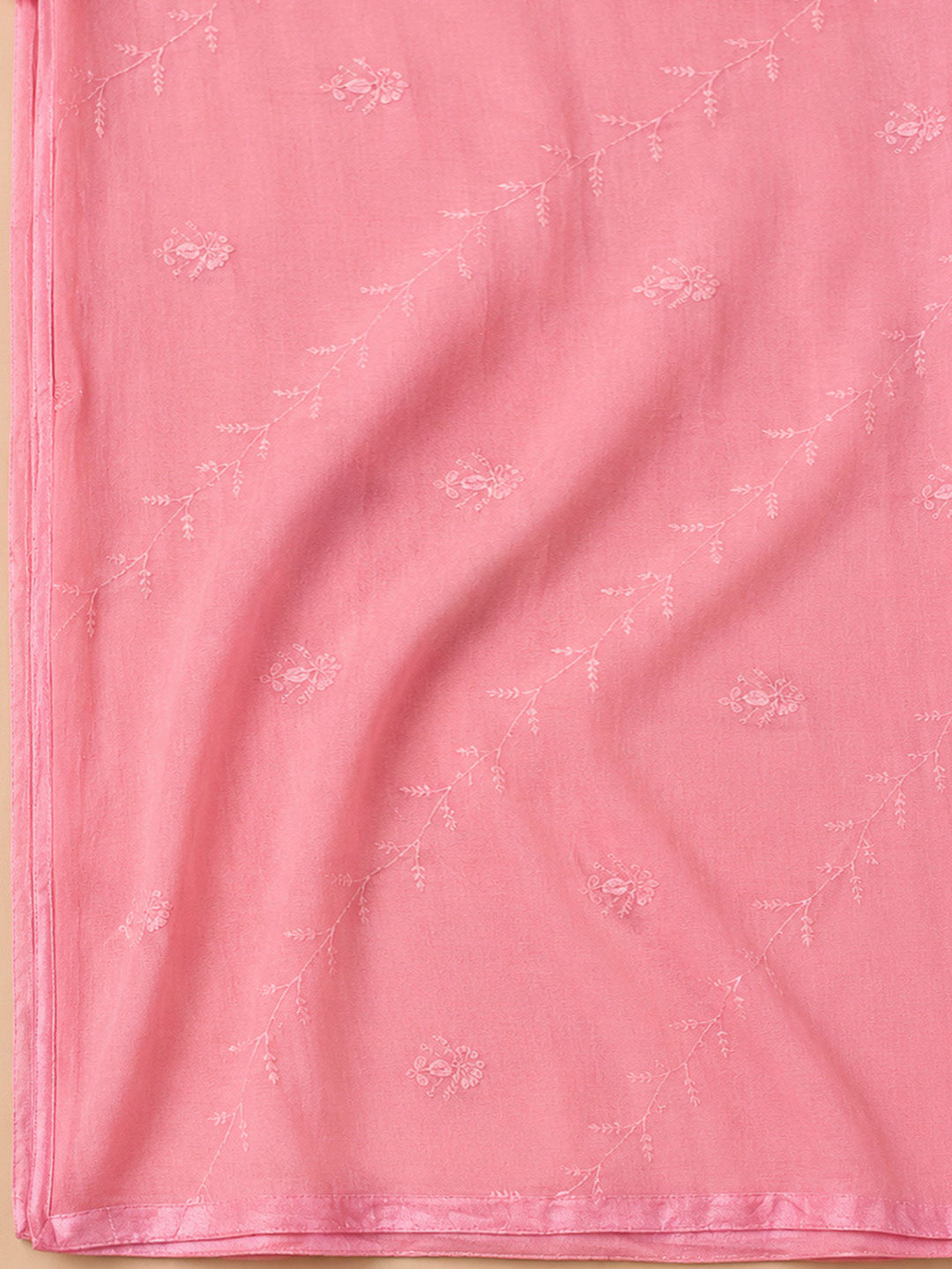 Peach Cotton Blend Embroidered Unstitched Dress Material