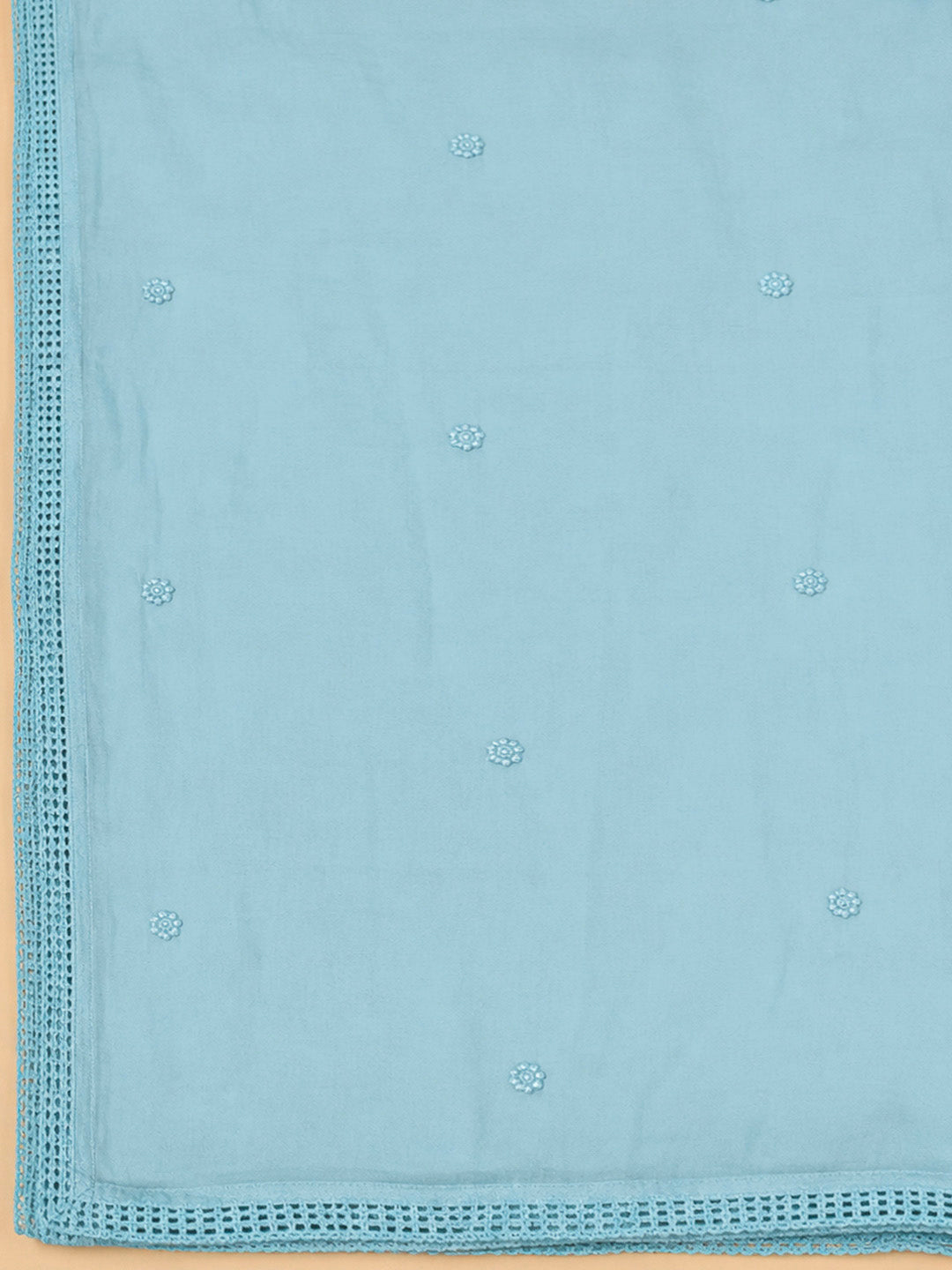 Blue Cotton Blend Printed Unstitched Dress Material