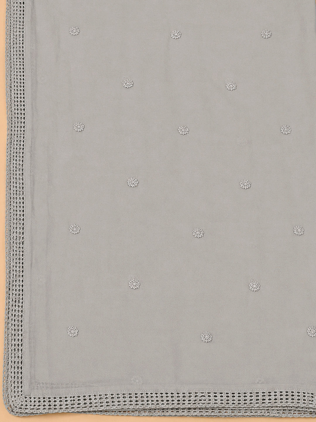 Grey Cotton Blend Printed Unstitched Dress Material