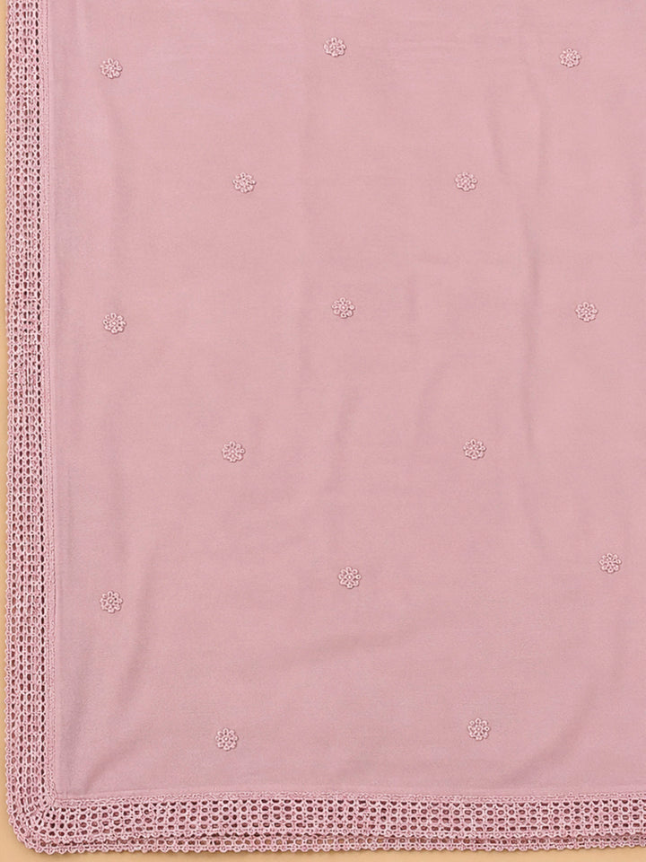 Pink Cotton Blend Printed Unstitched Dress Material