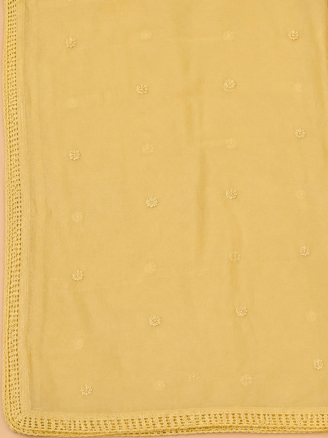 Yellow Cotton Blend Printed Unstitched Dress Material