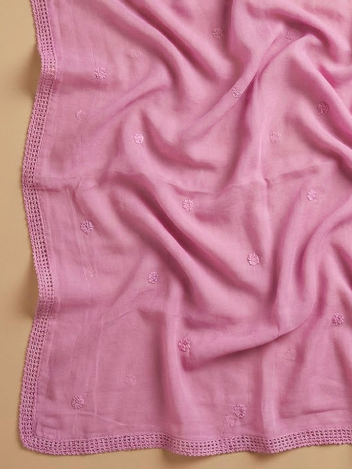 Pink Cotton Blend Printed Unstitched Dress Material