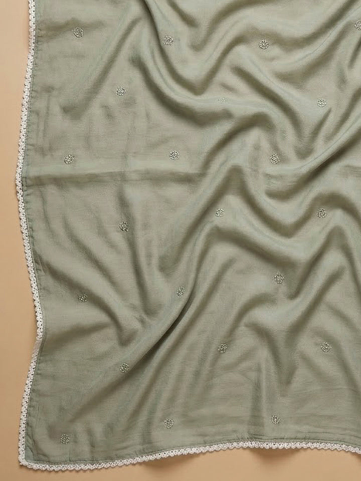 Grey Cotton Blend Printed Unstitched Dress Material