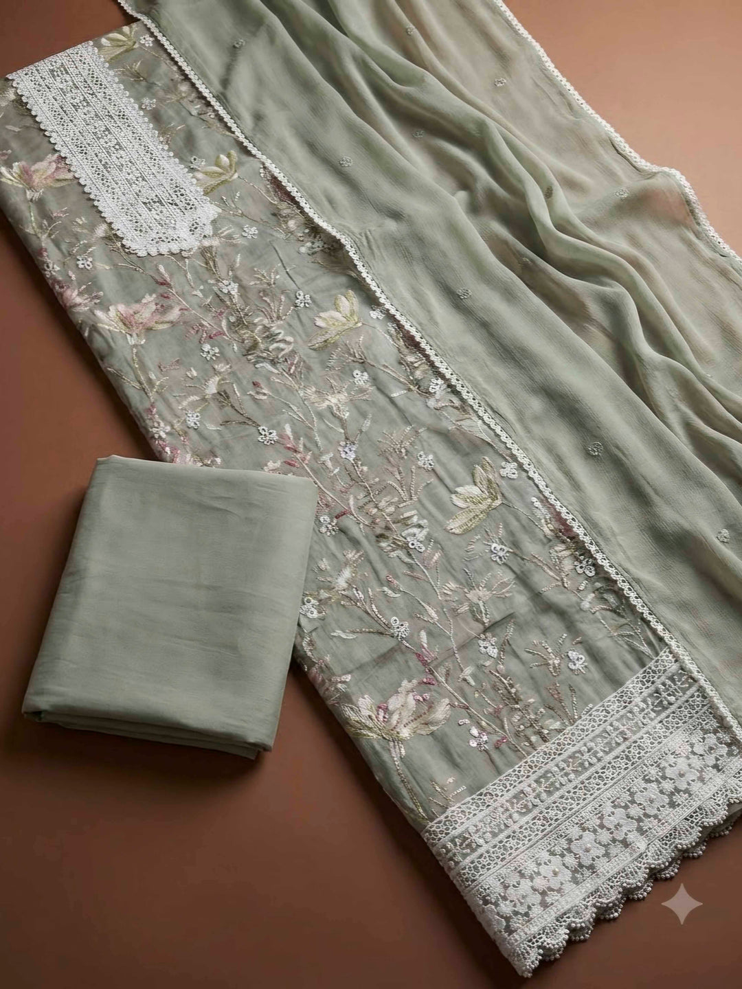 Grey Cotton Blend Printed Unstitched Dress Material