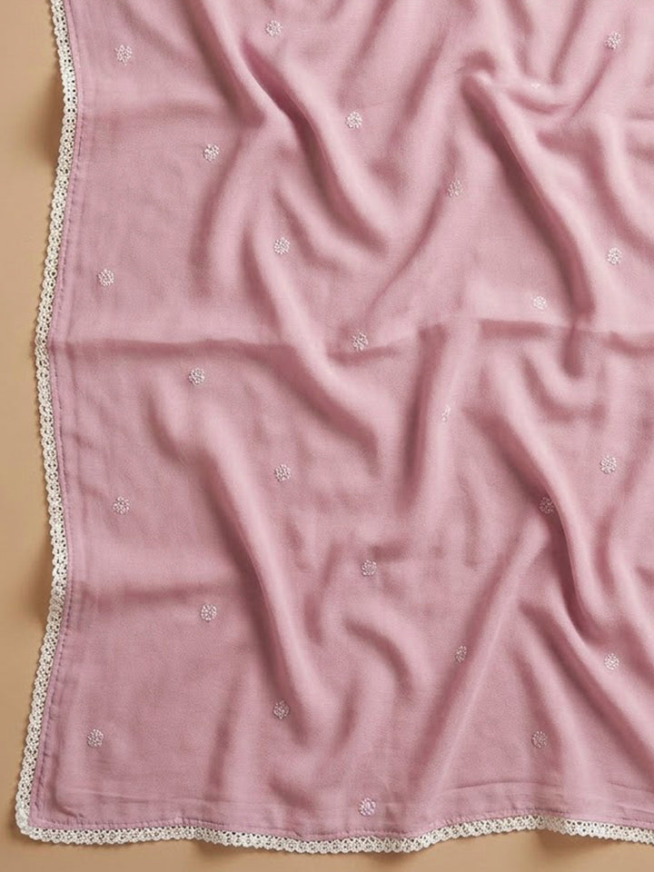 Onion Pink Cotton Blend Printed Unstitched Dress Material