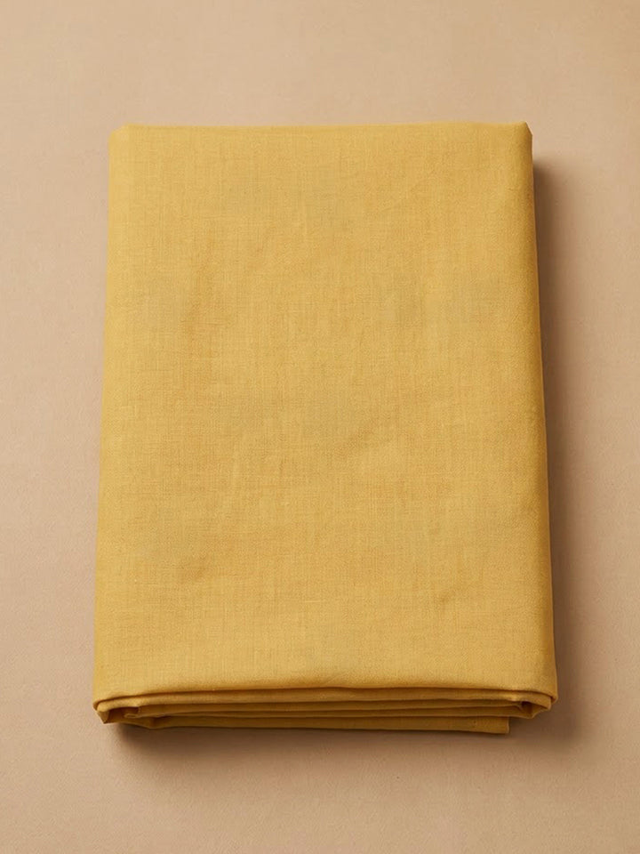 Yellow Cotton Blend Printed Unstitched Dress Material
