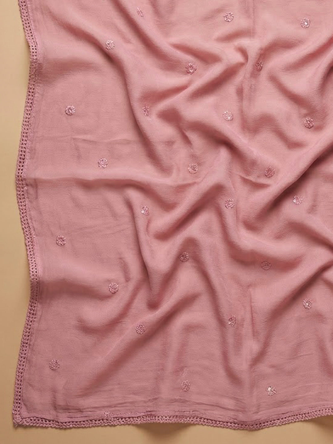 Onion Pink Cotton Blend Embroidered Unstitched Dress Material