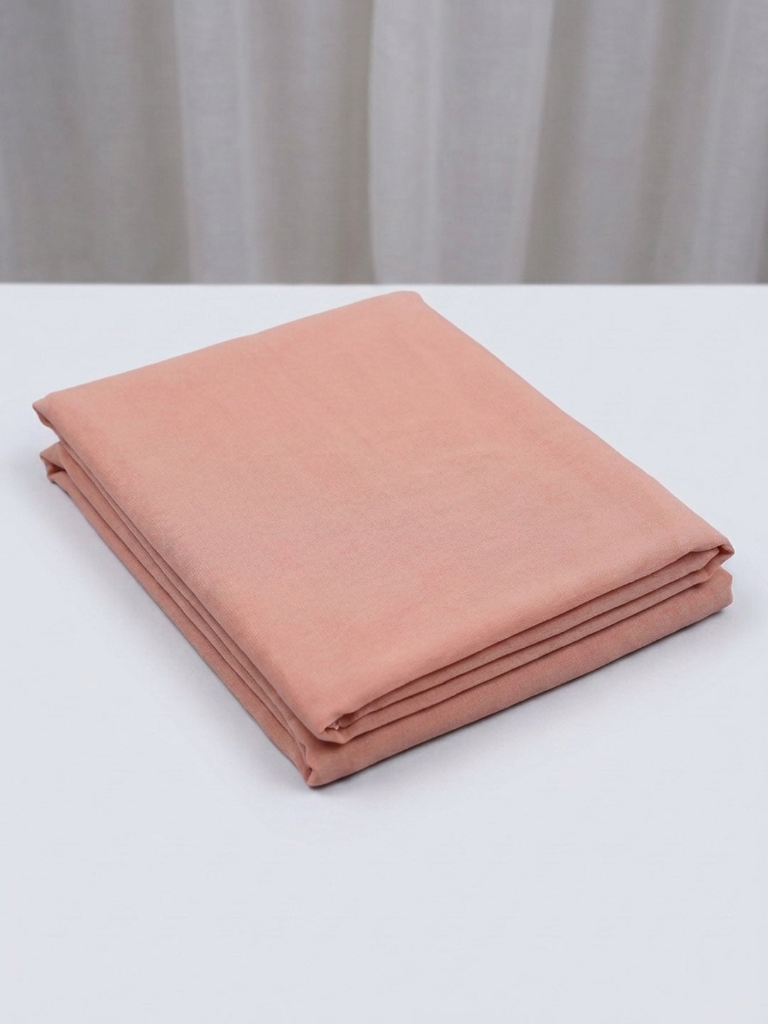 Peach Embroidered Cotton Blend Unstitched Suit &amp; Pant With Cotton Dupatta