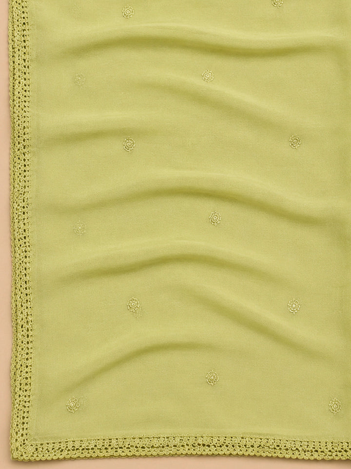 Mehndi Embroidery Cotton Blend Unstitched Dress Material