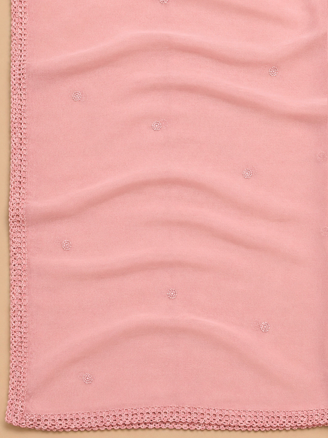 Peach Embroidery Cotton Blend Unstitched Dress Material