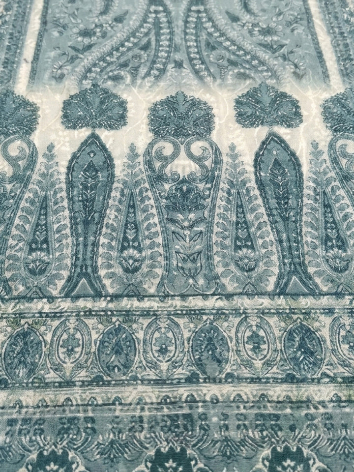 Cream Firozee Printed Cotton Blend Unstitched Suit &amp; Pant With Cotton Dupatta