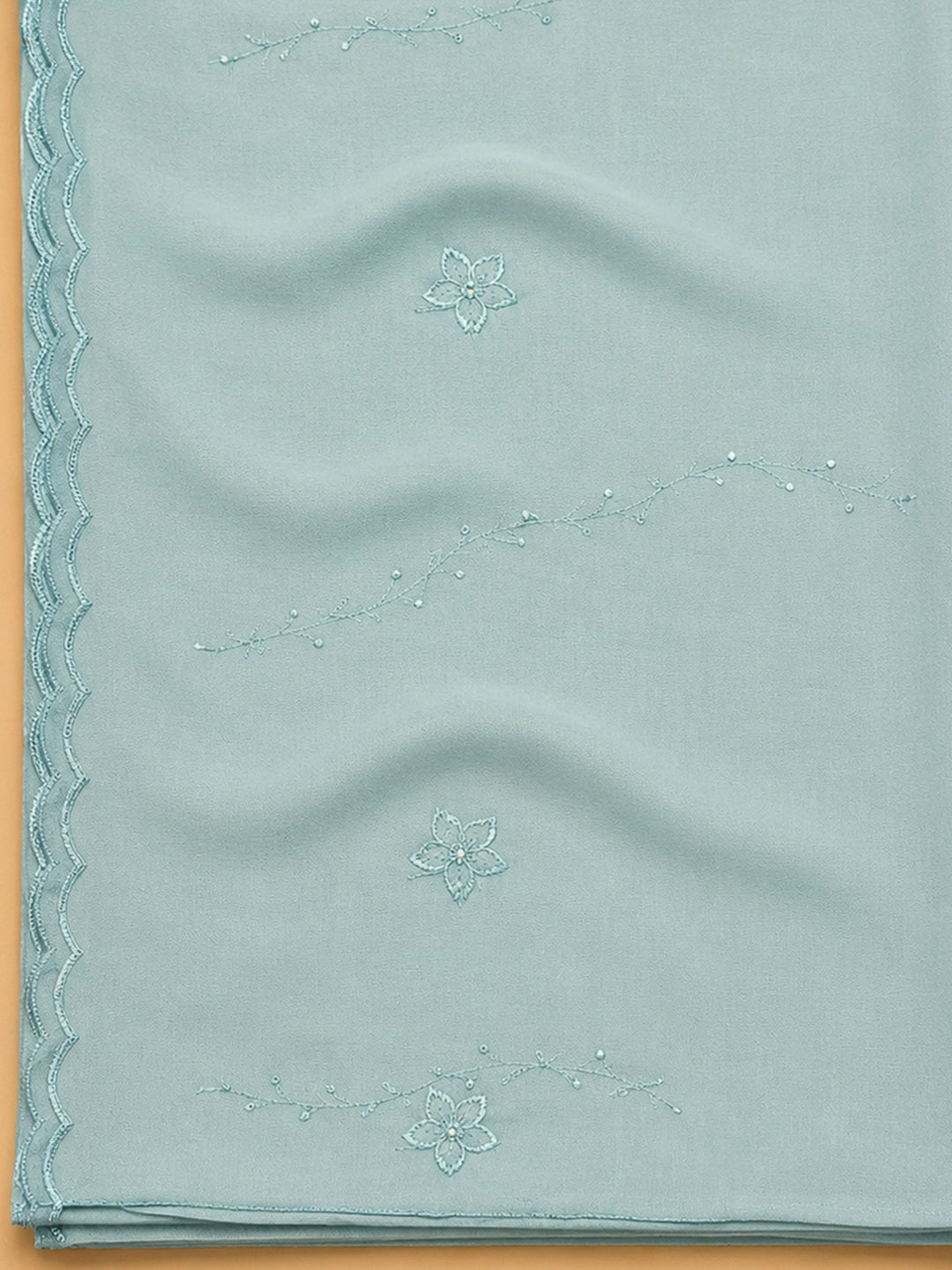 Blue Embroidery Cotton Blend Unstitched Dress Material