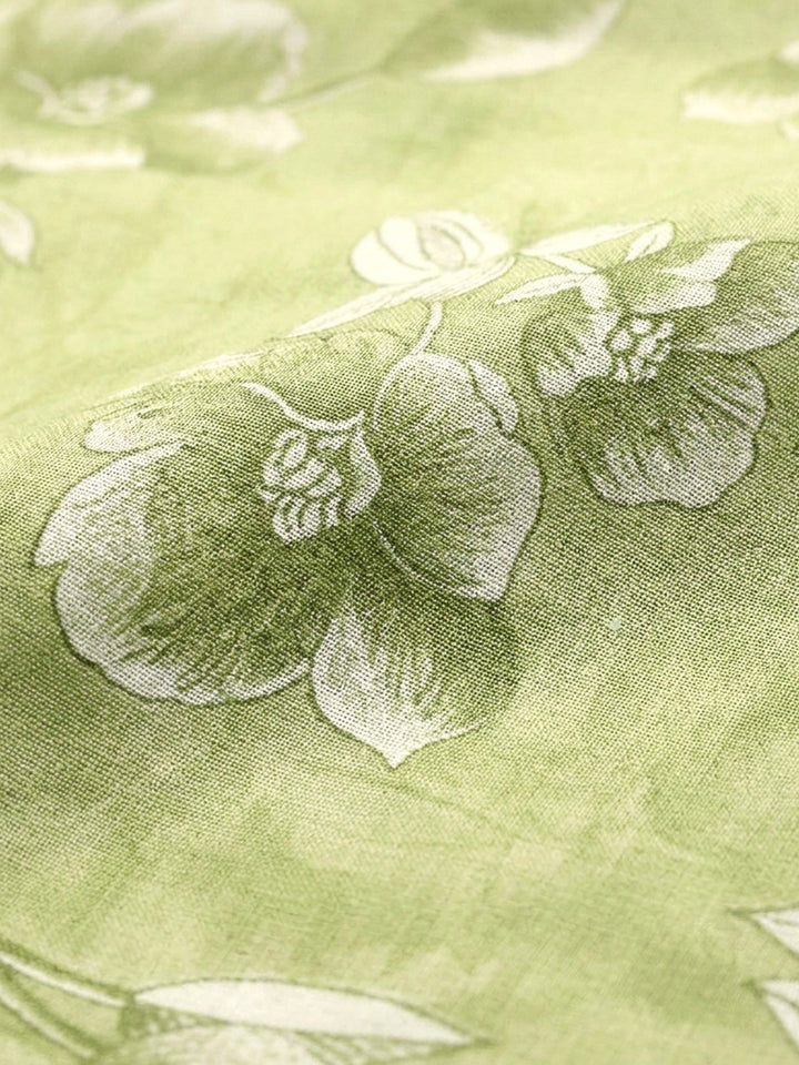 Green Embroidery Cotton Blend Unstitched Dress Material