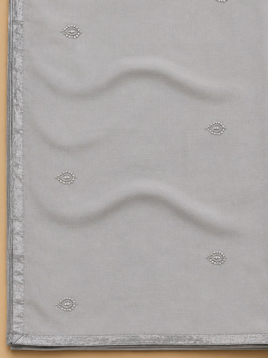Grey Embroidery Cotton Blend Unstitched Dress Material