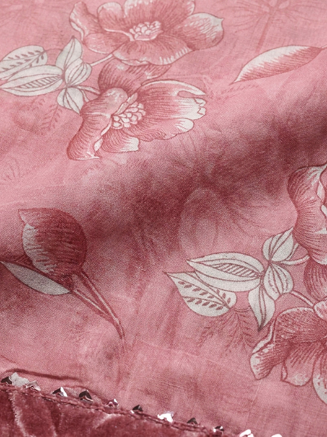 Peach Embroidery Cotton Blend Unstitched Dress Material