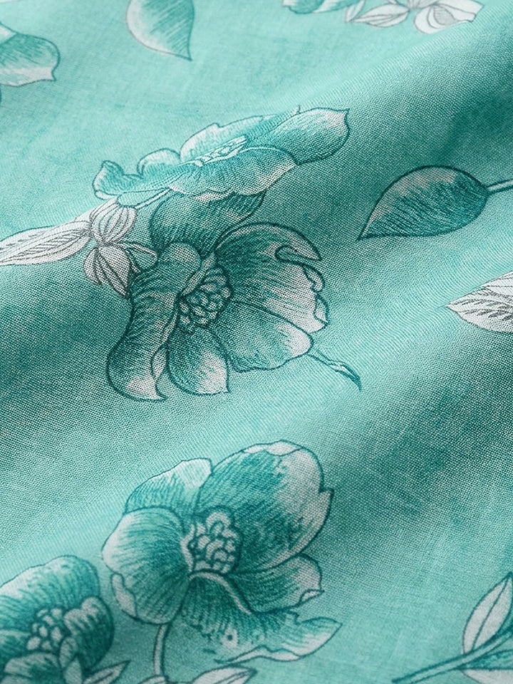 Rama Green Embroidery Cotton Blend Unstitched Dress Material
