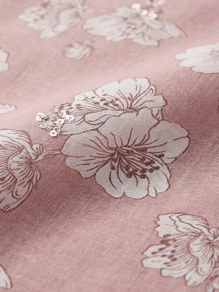Peach Embroidery Cotton Blend Unstitched Dress Material