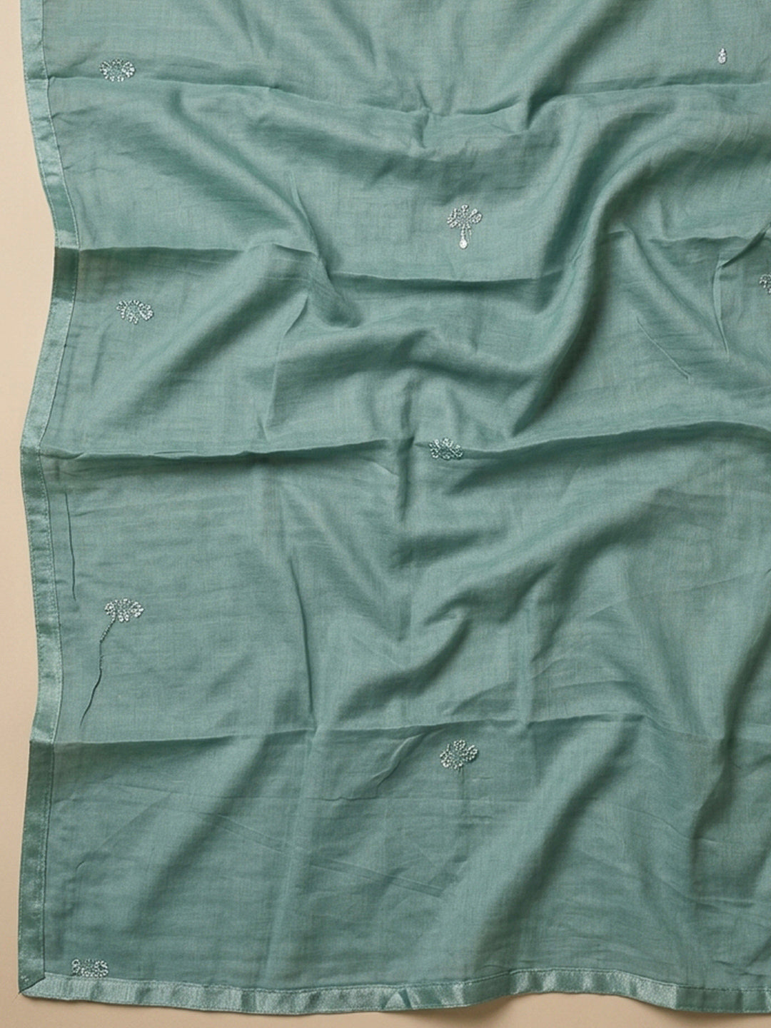 Rama Green Embroidery Cotton Blend Unstitched Dress Material
