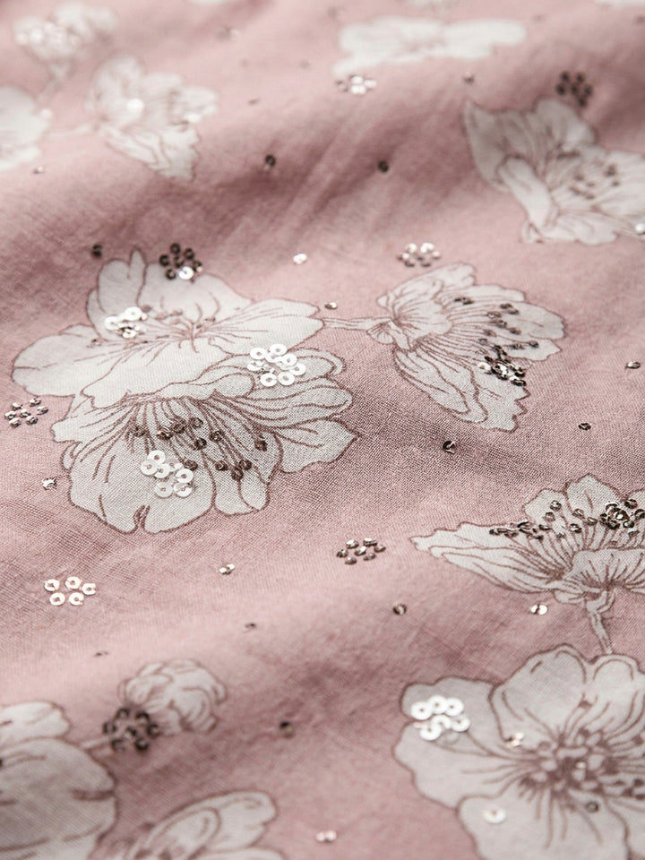 Peach Embroidery Cotton Blend Unstitched Dress Material