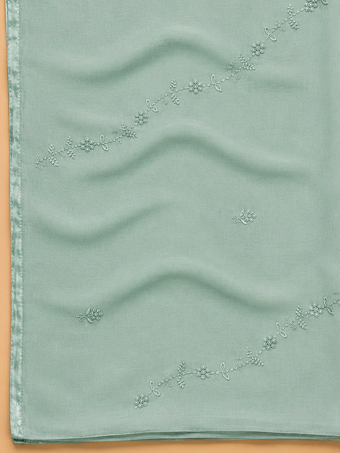 Rama Green Embroidery Cotton Blend Unstitched Dress Material
