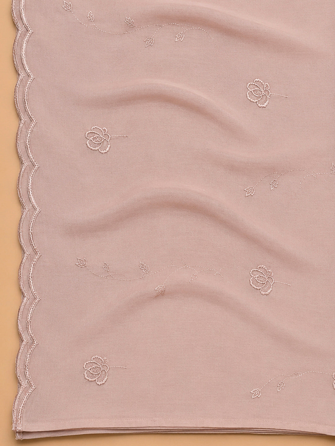 Peach Embroidery Cotton Blend Unstitched Dress Material