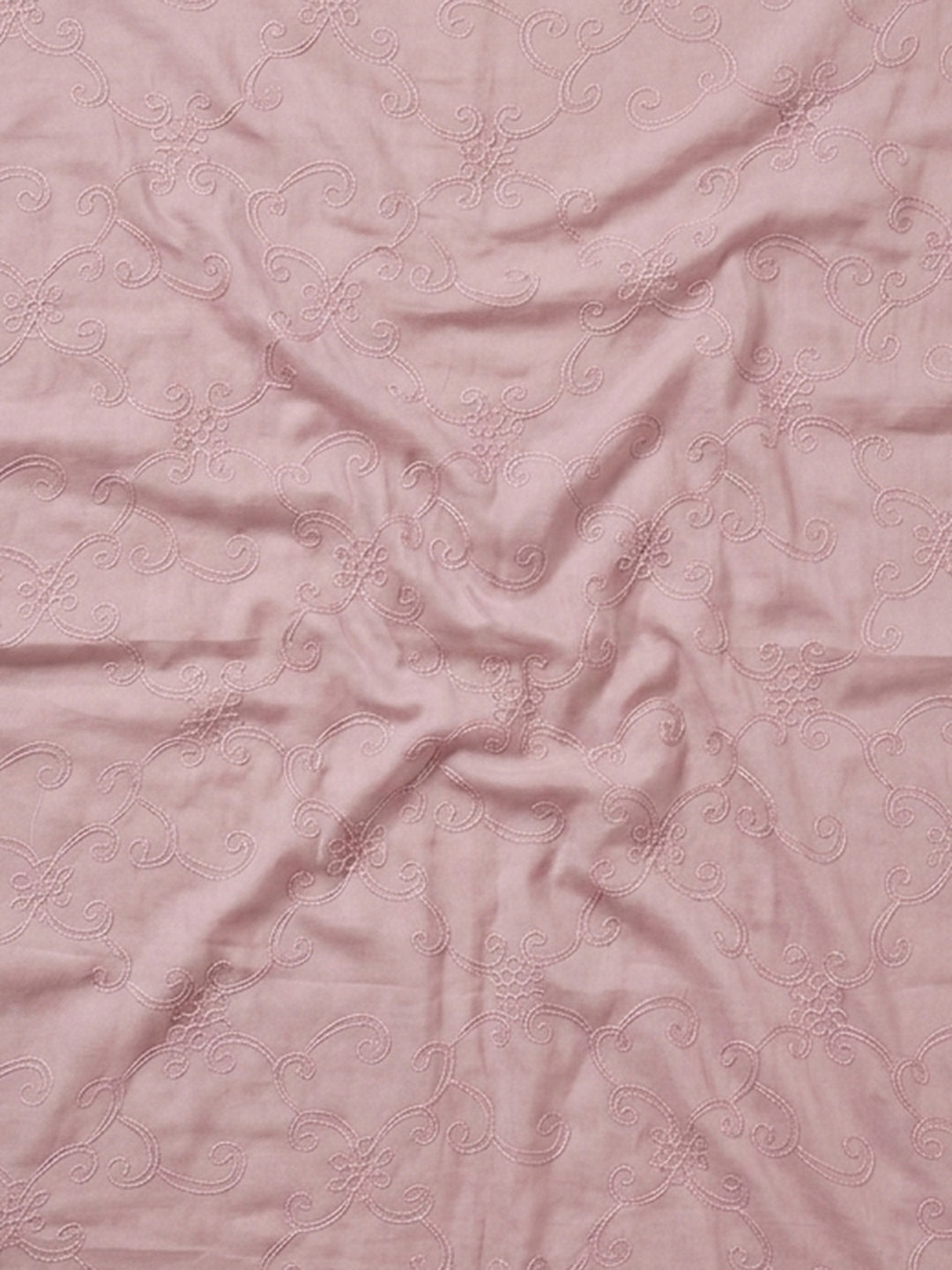 Pink Embroidered Cotton Blend Unstitched Suit &amp; Pant With Cotton Dupatta