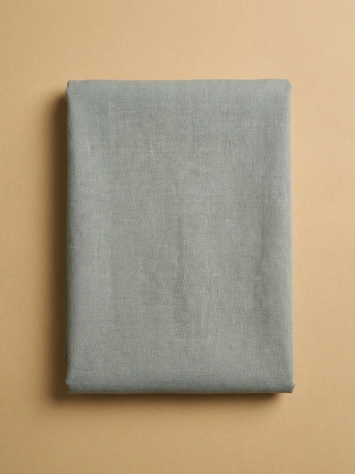 Grey Blue Printed Linen Blend Unstitched Dress Material