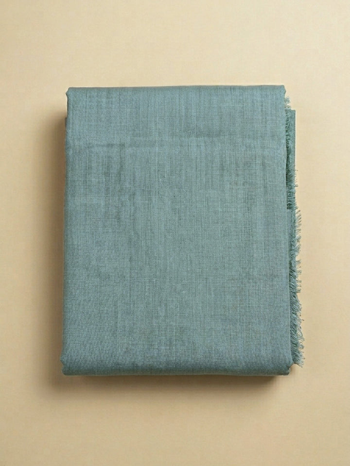 Aqua Printed Linen Blend Unstitched Dress Material