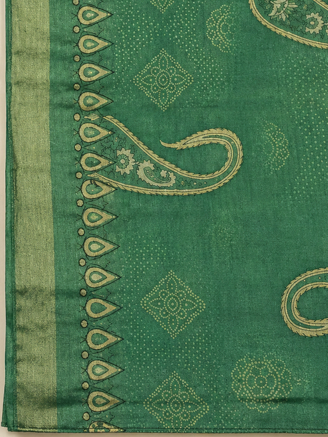 Green Embroidery Chanderi Unstitched Dress Material