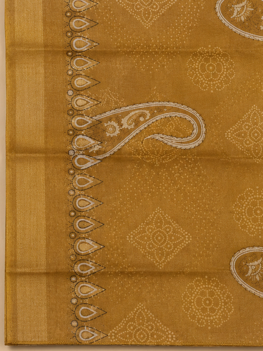 Mustard Embroidery Chanderi Unstitched Dress Material