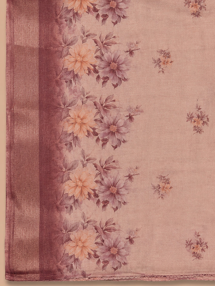 Onion Pink Embroidery Chanderi Unstitched Dress Material