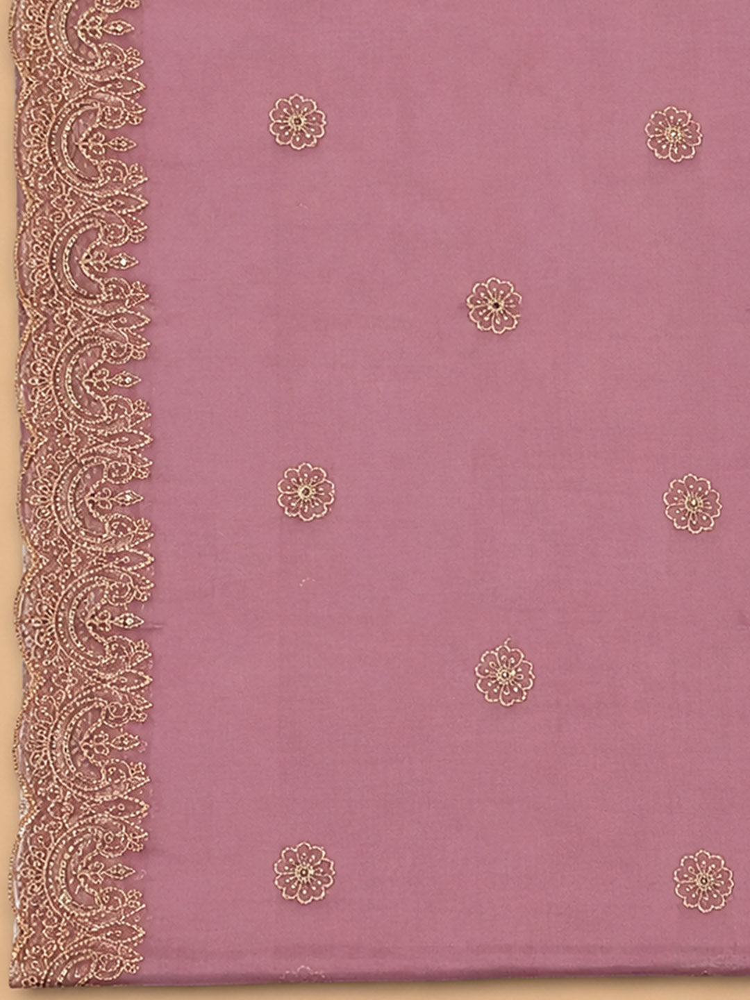 Onion Pink Embroidery Chanderi Unstitched Dress Material