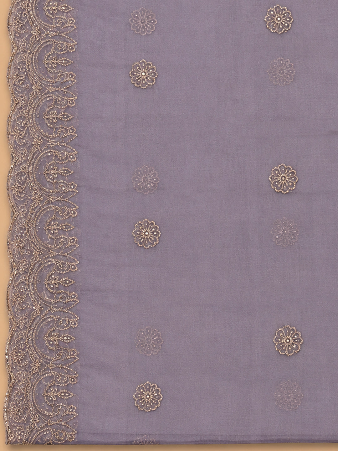 Purple Embroidery Chanderi Unstitched Dress Material