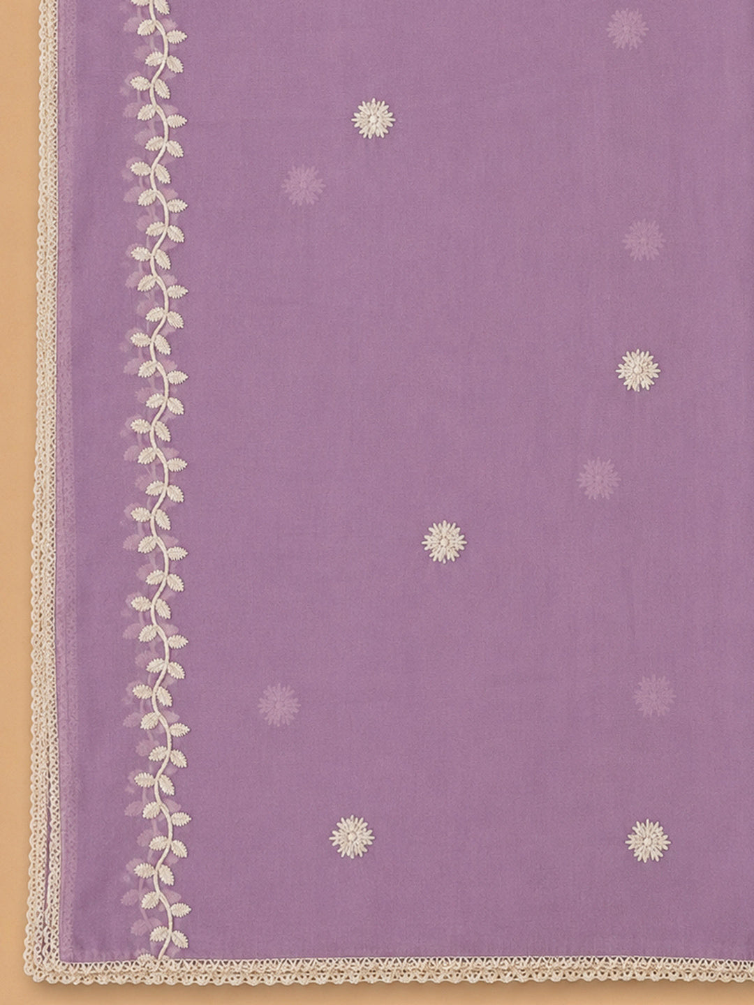 Purple Embroidery Chanderi Unstitched Dress Material