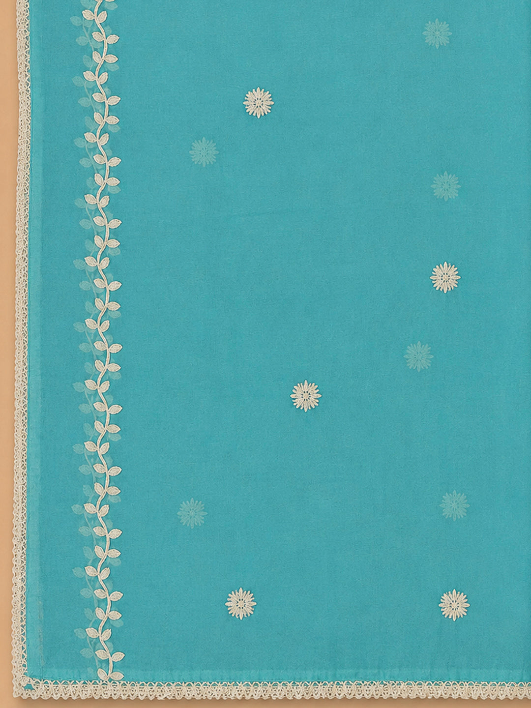 Sky Blue Embroidery Chanderi Unstitched Dress Material