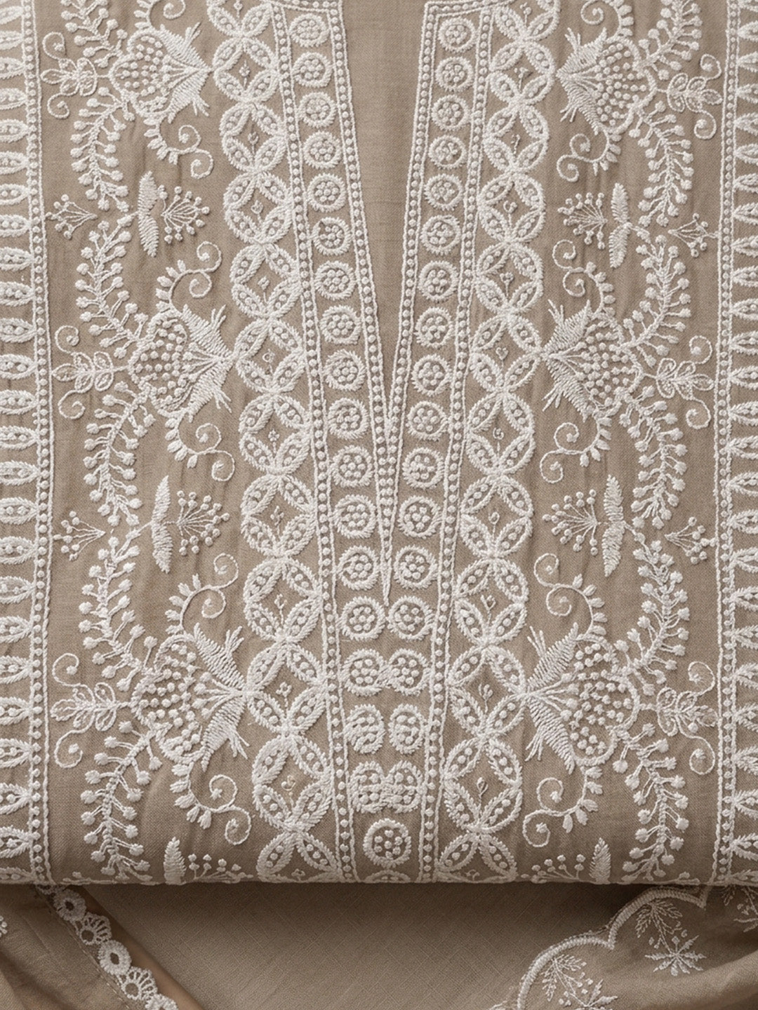 Chikoo  Chanderi Unstitched Dress Material