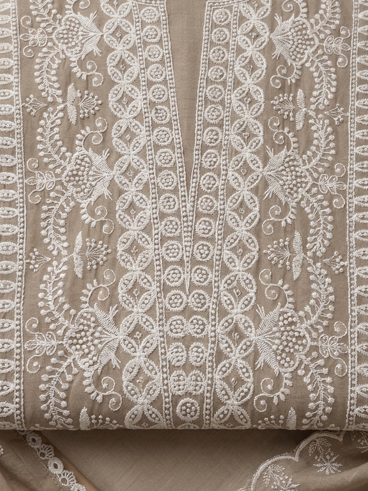 Chikoo  Chanderi Unstitched Dress Material