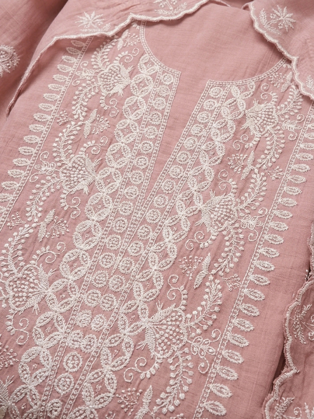 Peach  Chanderi Unstitched Dress Material