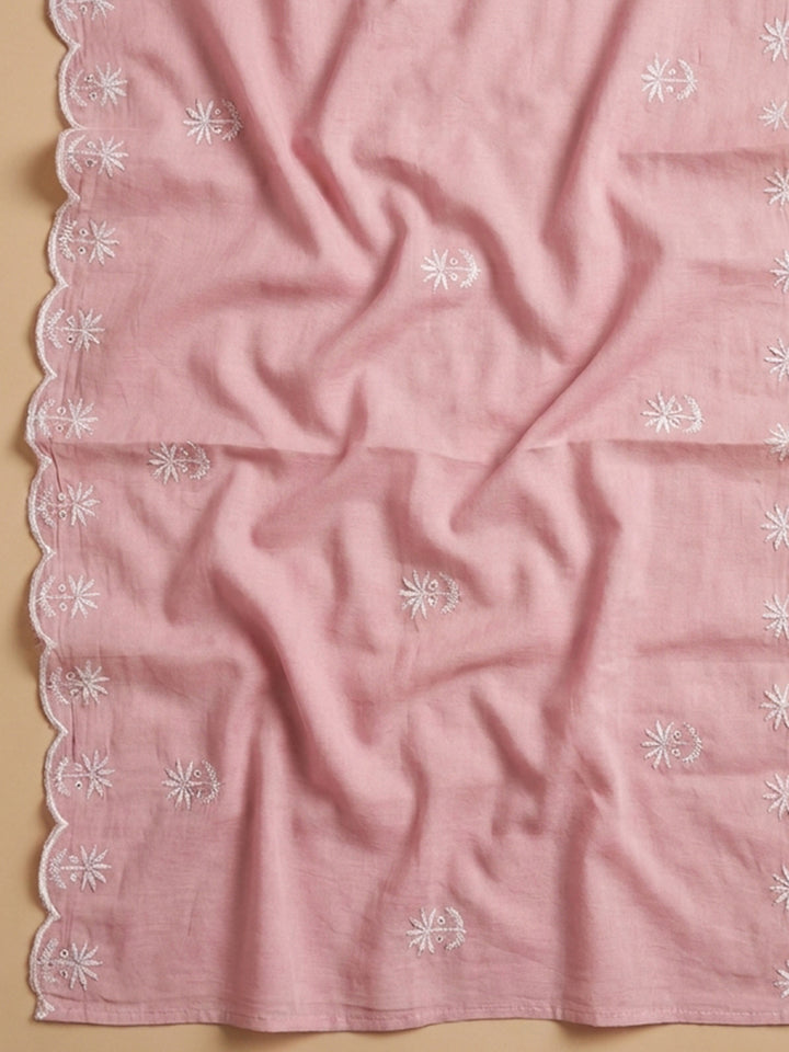 Peach  Chanderi Unstitched Dress Material