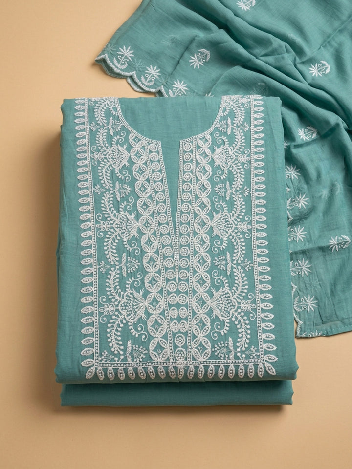 Sky Blue  Chanderi Unstitched Dress Material
