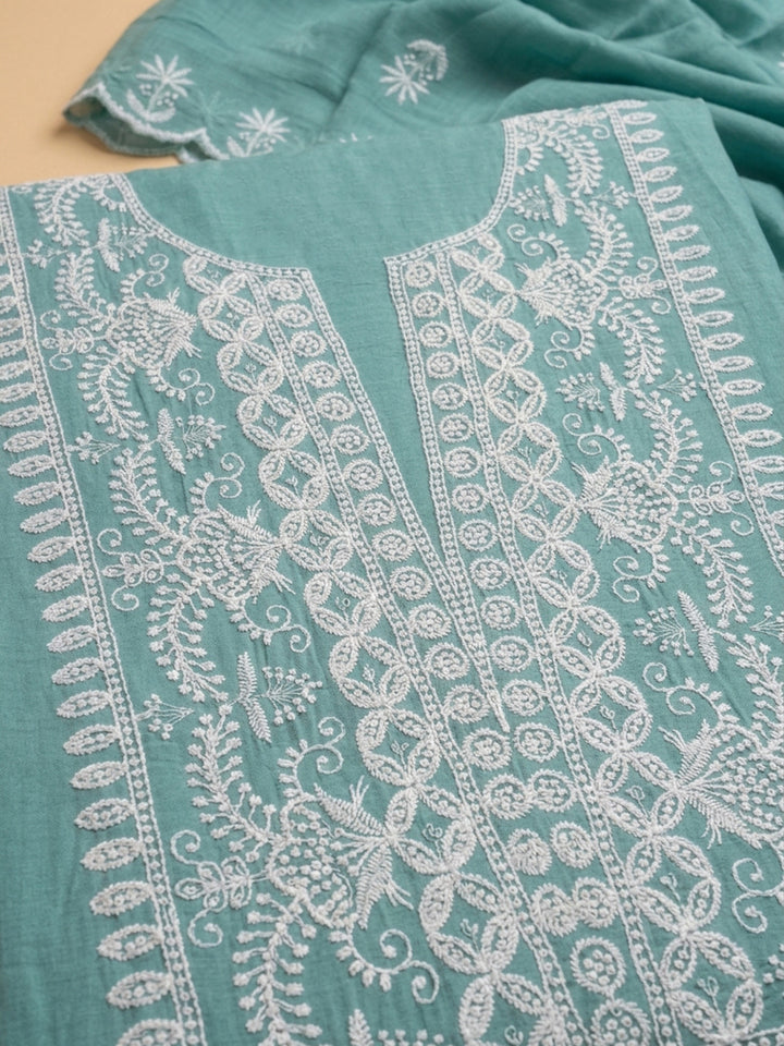 Sky Blue  Chanderi Unstitched Dress Material