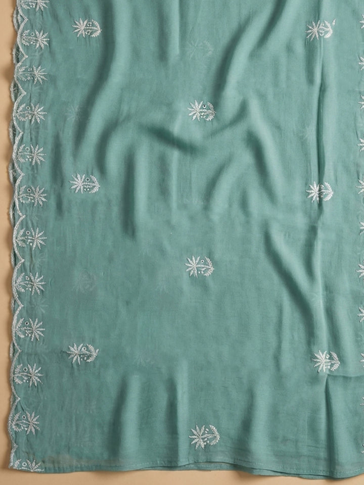Sky Blue  Chanderi Unstitched Dress Material