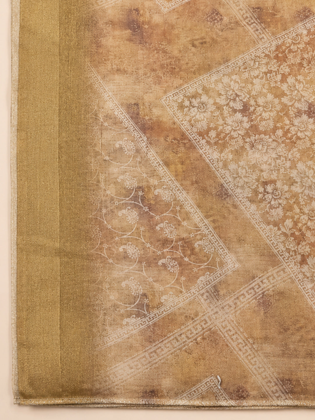 Beige  Chanderi Unstitched Dress Material