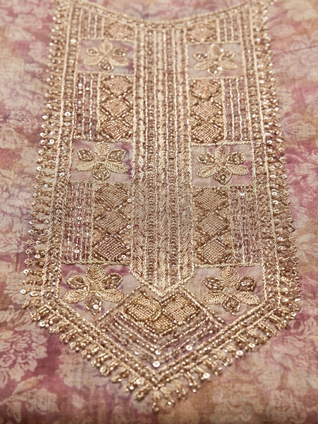 Onion Pink  Chanderi Unstitched Dress Material